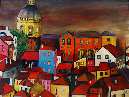 Feu dartifice a Lisbonne by Veronique Josephine Francaix